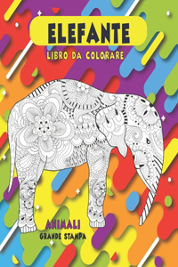 Libro da colorare - Grande stampa - Animali - Elefante