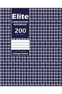 Elite Composition Notebook, Collage Ruled Lined, Large 8 x 10 Inch, 100 Sheet, Navy Cover