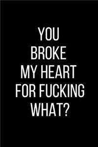 You Broke My Heart For Fucking What?