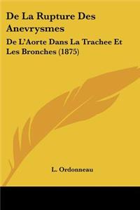 De La Rupture Des Anevrysmes