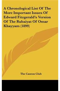 A Chronological List of the More Important Issues of Edward Fitzgerald's Version of the Rubaiyat of Omar Khayyam (1899)