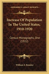 Increase of Population in the United States, 1910-1920