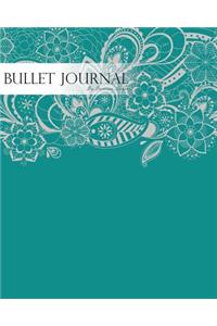 Bullet Journal Notebook Dotted Grid, Graph Grid-Lined Paper, Large, 8x10,150 Pages: Grey Paisley Floral Drawing Teal Blue Cover: Master Journaling with Bullet Guide System Professional Journal