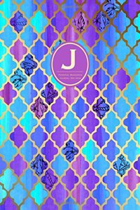 Monogram Journal J - Personal, Dot Grid - Blue & Purple Moroccan Design