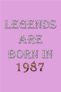 Legends Are Born In 1987 Notebook