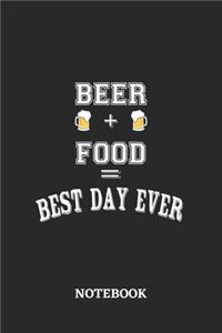 BEER + FOOD = Best Day Ever Notebook