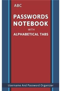 ABC Passwords Notebook With Alphabetical Tabs