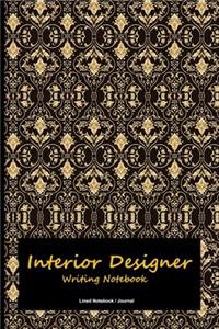 Interior designer writing notebook