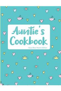 Auntie's Cookbook Aqua Blue Hearts Edition