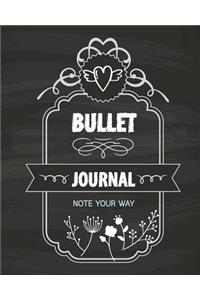 Bullet Journal Dot Grid, Daily Dated Notebook Diary, Classic Black Chalkboard Floral: Large Quarterly Bullet Journal Blank Pages with Number, 150p, 8x10