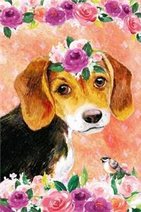 Bullet Journal Notebook for Dog Lovers Beagle Puppy in Flowers 5