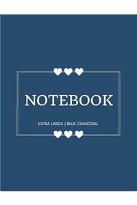 Notebook Extra Large: Blue Charcoal: Notebook 8.5 X 11: Notebook 400 Pages