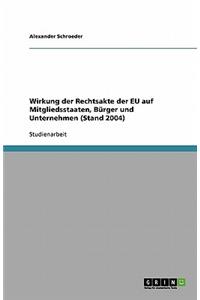Wirkung der Rechtsakte der EU auf Mitgliedsstaaten, Bürger und Unternehmen (Stand 2004)