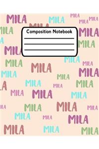 Composition Notebook: Wide Ruled Lined Journal For Girls Named Mila