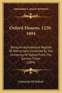 Oxford Honors, 1220-1894