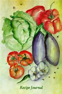 Recipe Journal: Fresh Summer Vegetables Watercolor Cooking Journal, Lined and Numbered Blank Cookbook 6 x 9, 150 Pages (Recipe Journals)