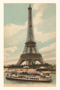 Vintage Journal Eiffel Tower and Boat on the Seine