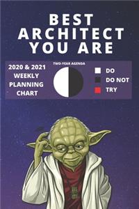 2020 & 2021 Two-Year Weekly Planner For The Best Architect Gift - Funny Yoda Quote Appointment Book - Two Year Agenda Notebook