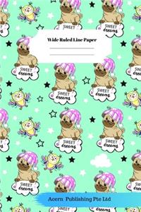 Sleep Dog Theme Wide Ruled Line Paper