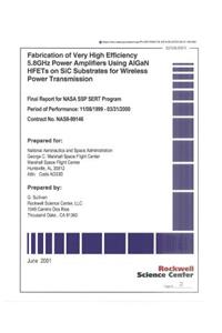 Fabrication of Very High Efficiency 5.8 Ghz Power Amplifiers Using Algan Hfets on Sic Substrates for Wireless Power Transmission