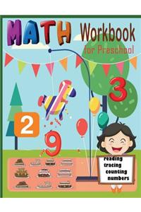 Math Workbook for Preschool Reading Tracing Counting Numbers