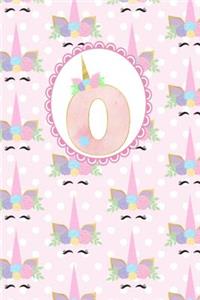 Unicorn Monogram Journal - Letter O