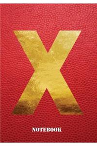 X Notebook: Letter 'x' Notebook, Composition, Exercise or Log or Study Book - Red Cover