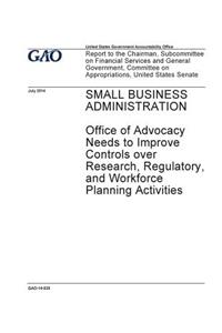 Small Business Administration, Office of Advocacy needs to improve controls over research, regulatory, and workforce planning activities