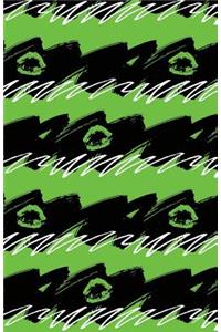 Journal Notebook Green Lips - Abstract Green and Black Pattern