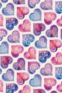 Bullet Journal Notebook Ethnic Watercolor Hearts Pattern on Cream