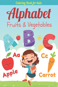 Alphabet Fruits and Vegetables Coloring Book for kids