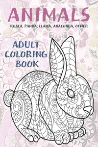 Animals - Adult Coloring Book - Koala, Panda, Llama, Anaconda, other