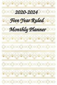 2020-2024 Five Year Ruled Monthly Planner