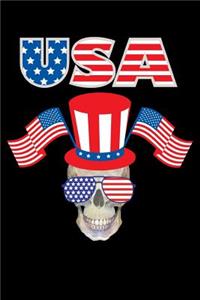 USA American Flags Skull Journal Notebook