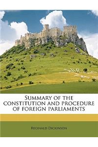 Summary of the constitution and procedure of foreign parliaments