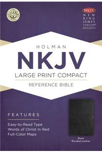 NKJV Large Print Compact Reference Bible, Black Bonded Leather