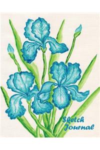 Sketch Journal: Blue Orchid 8x10 - Pages Are Lightly Lined with Extra Wide Right Margins for Sketching, Drawing, and Writing