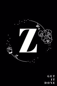 Simple Black Initial Letter Z Notebook with Rose Floral Journal for Women, Girls Birthday Gift and School