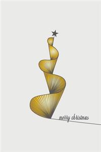 Merry Christmas: Gold Xmas Tree illustrated Notebook Journal with 2020 Calendar on Back Cover. A modern lined New Year Planner.A great gift for Christmas and New Yea