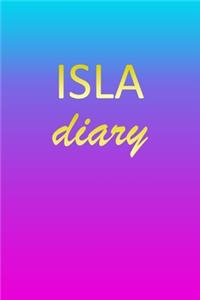 Isla: Journal Diary - Personalized First Name Personal Writing - Letter I Blue Purple Pink Gold Effect Cover - Daily Diaries for Journalists & Writers - J