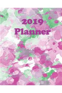 2019 Planner: Weekly Planner Monthly Planner 8x10 120 Pages Notes to Do Lists Pink and Green Splatter