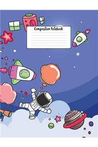 Composition Notebook: 7.44 X 9.69 Wide Ruled Paper Notebook, Appreciation, Quote Journal or Diary Unique Inspirational Composition Book Gift for Friend, Family, Teacher - Retirement, Birthday or Gratitude Present - Outer Space Cover