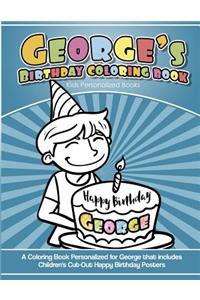George's Birthday Coloring Book Kids Personalized Books