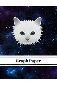 Graph Paper White Kitty in Galaxy