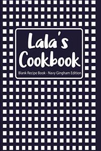 Lala's Cookbook Blank Recipe Book Navy Gingham Edition
