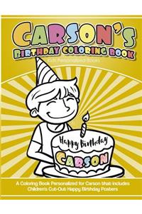 Carson`s Birthday Coloring Book Kids Personalized Books