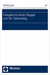 Festgabe Fur Bodo Riegger Zum 65. Geburtstag