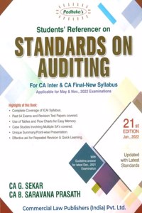 Padhukaâ€™s Students Referencer on Standards on Auditing for CA Inter & CA Final-New Syllabus - 21/e, 2022