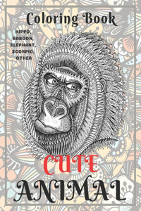Cute Animal - Coloring Book - Hippo, Baboon, Elephant, Scorpio, other