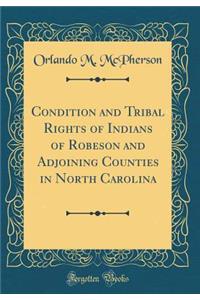 Condition and Tribal Rights of Indians of Robeson and Adjoining Counties in North Carolina (Classic Reprint)